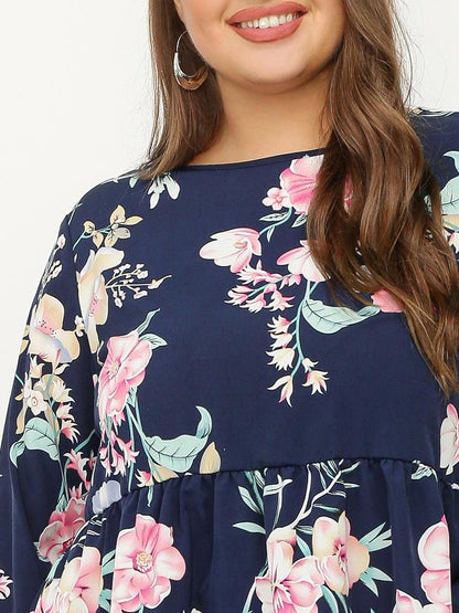 Floral Ruffled Crew Neck Top