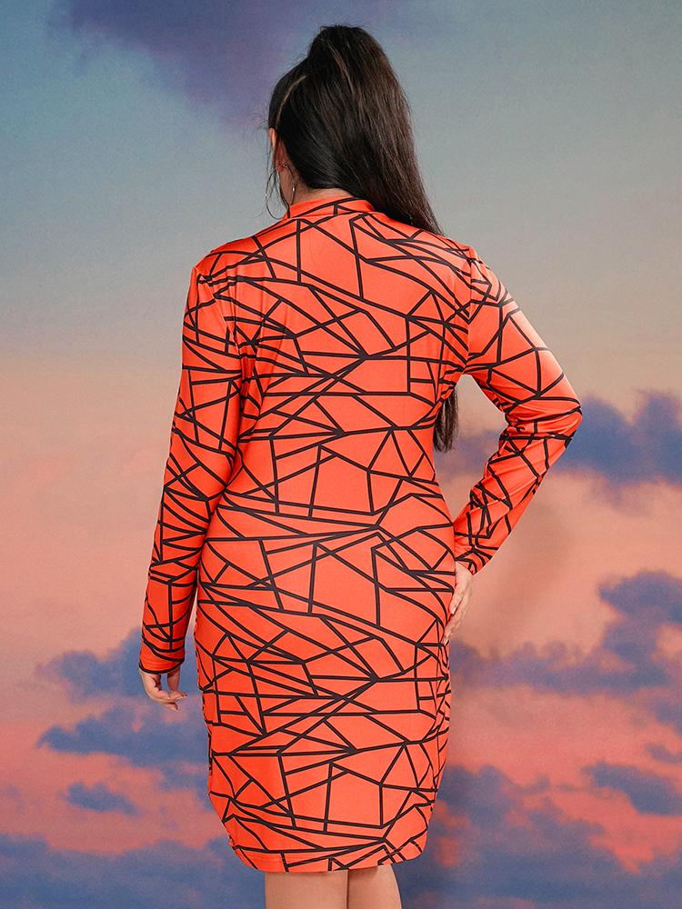 Halloween Line Geometric Print Dress