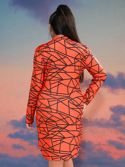Halloween Line Geometric Print Dress