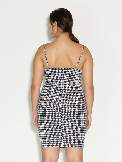 Houndstooth Split Hem Dress