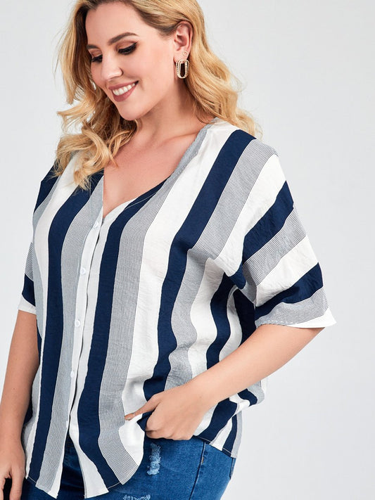 Stripe Button Up Blouse