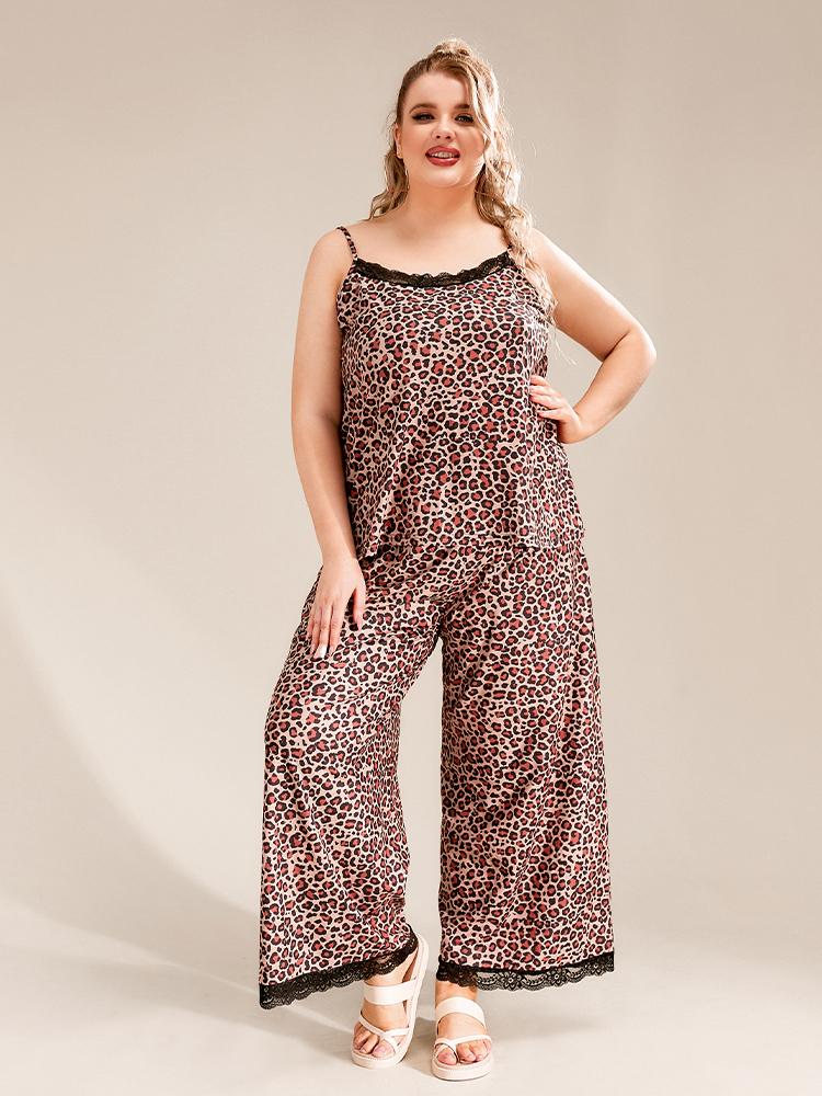 Leopard Print Lace Stitching Loungewear