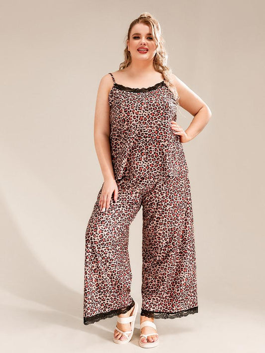 Leopard Print Lace Stitching Loungewear