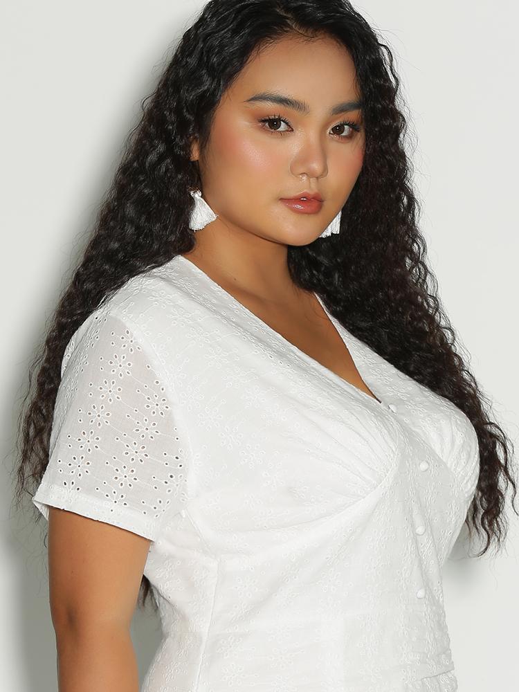 Ruffle Hem V-Neck Dress