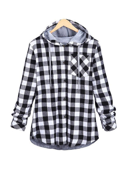 Plaid Drawstring Hoodie