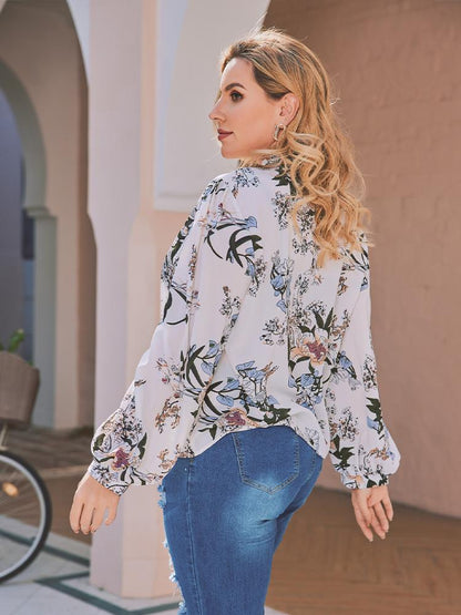 Floral Printed Tie Detail Blouse