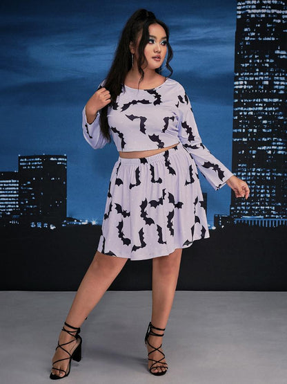 Halloween Bat Print Long Sleeve T-Shirt