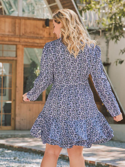 Ditsy Printed Long Sleeve Dress