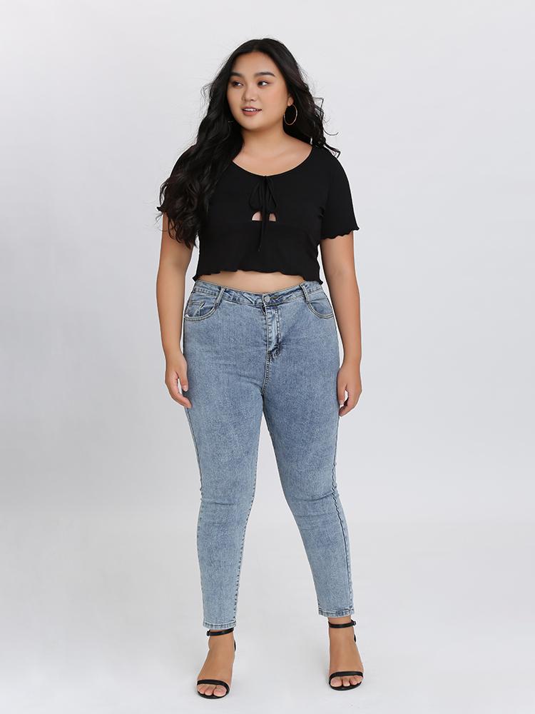 Cut Out Knot Front T-Shirt