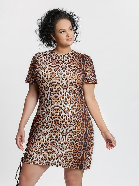 Mock Neck Leopard Dress