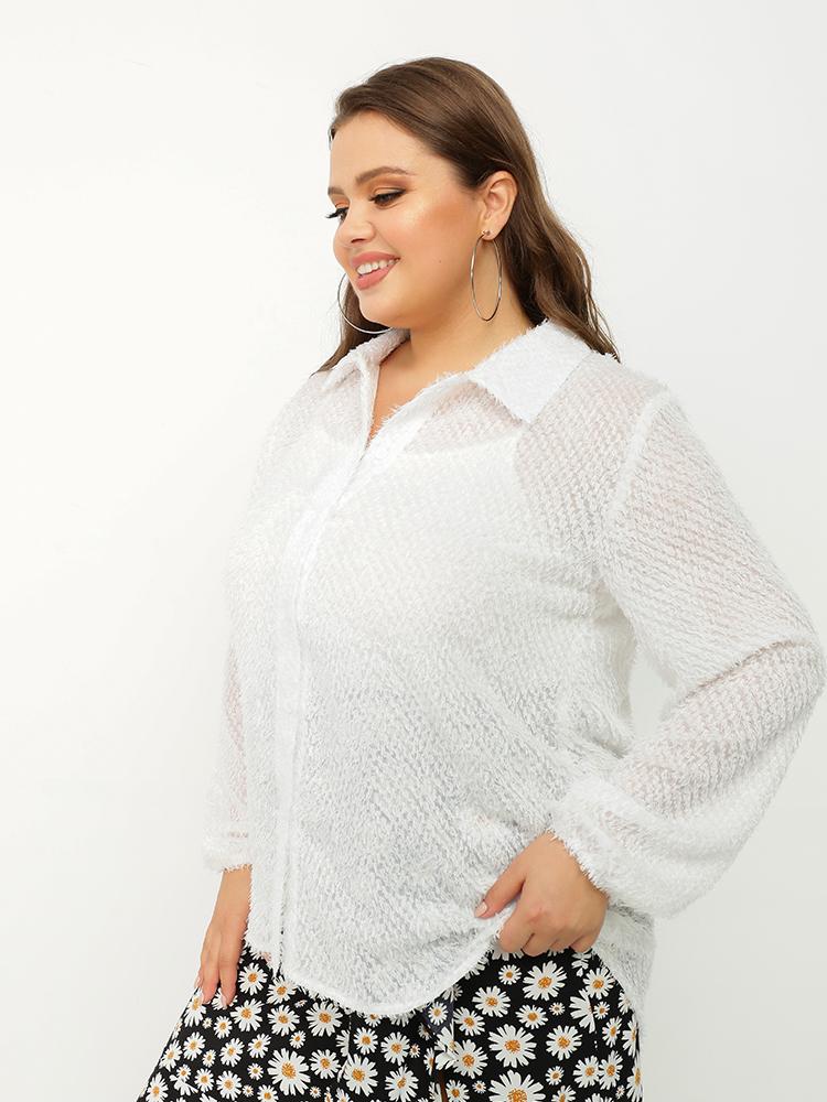 See-through Curved Hem Blouse
