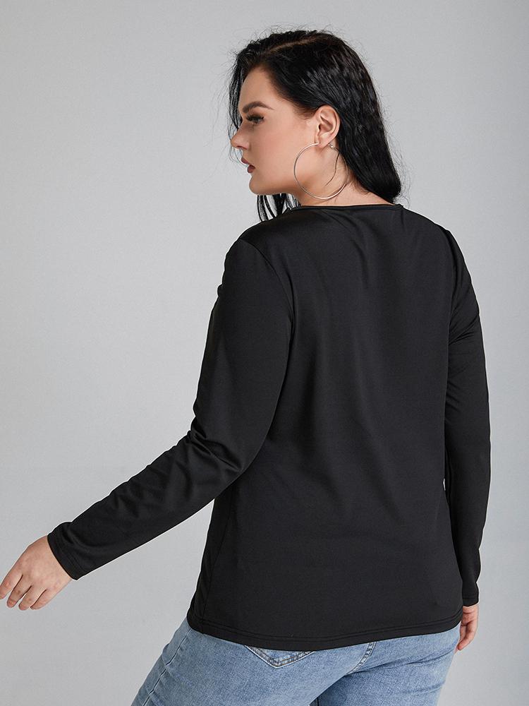 Front Twisted V-neck Long Sleeve T-Shirt