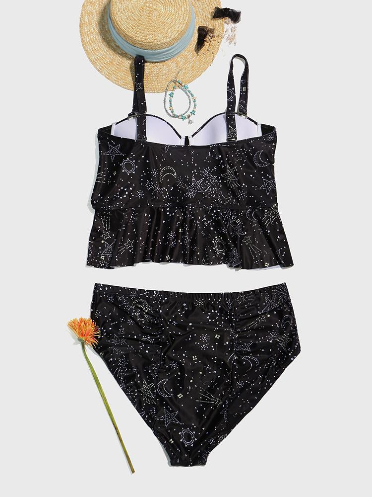 Moon Star Print Tankini