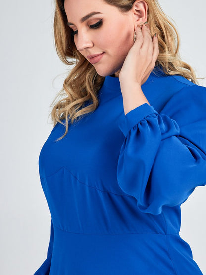 Half Turtleneck Solid Maxi Dress