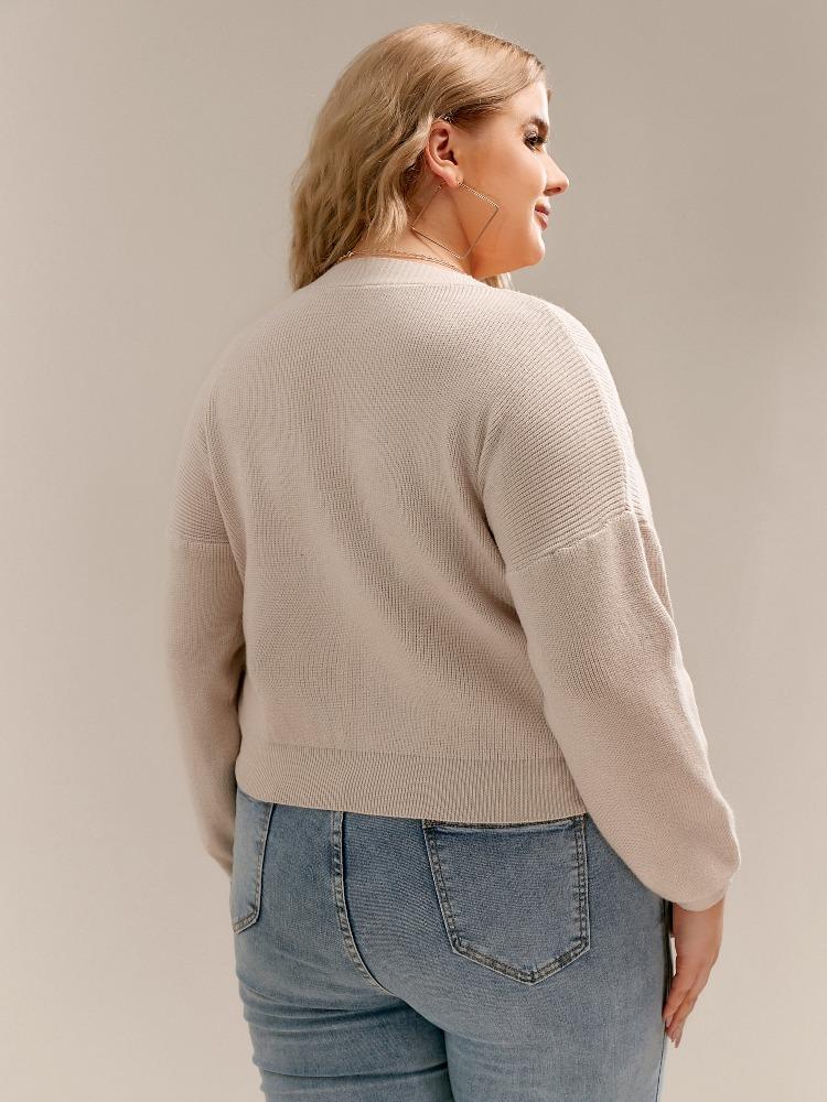 Button V-neck Crop Cardigan