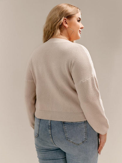 Button V-neck Crop Cardigan