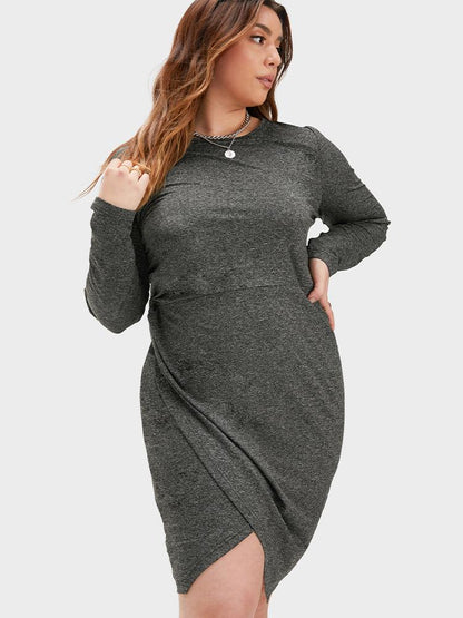 Solid Irregular Hem Bodycon Dress