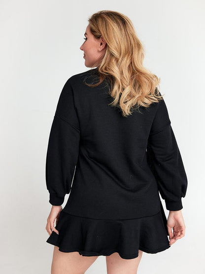 Round-neck Solid Color Dress