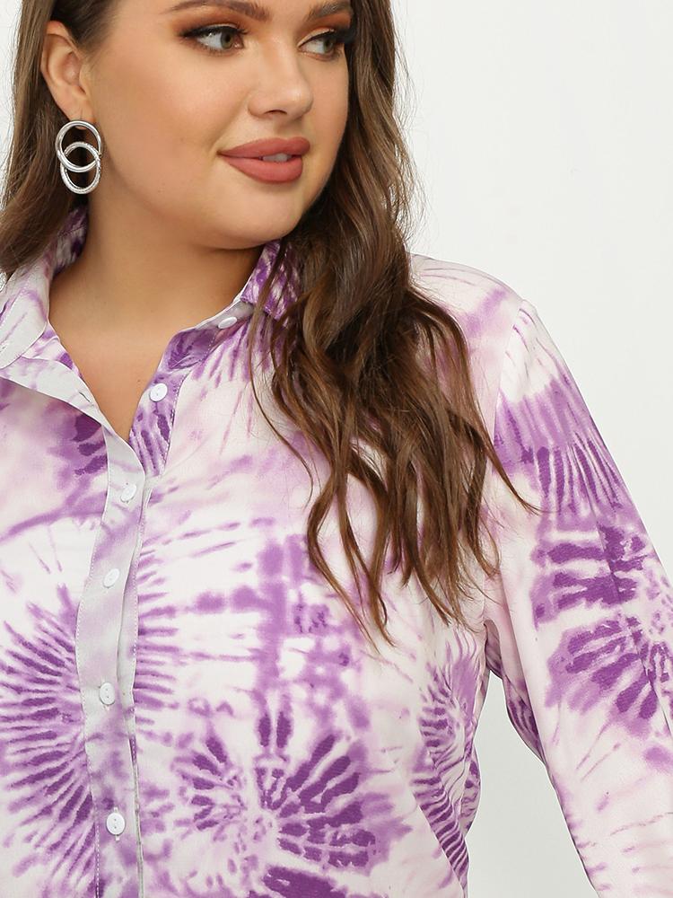 Tie Dye Lapel Collar Blouse