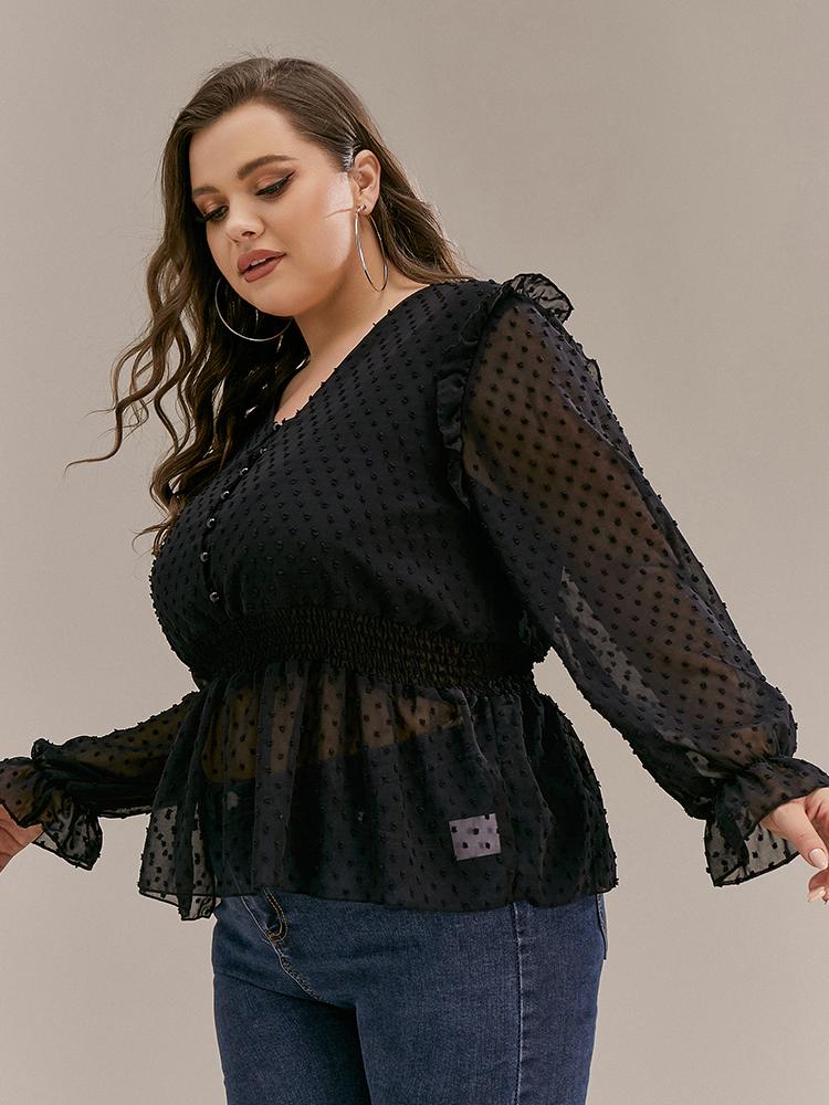 Sexy Mesh Ruffled Top