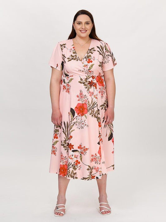 Surplice Neck Floral Dress