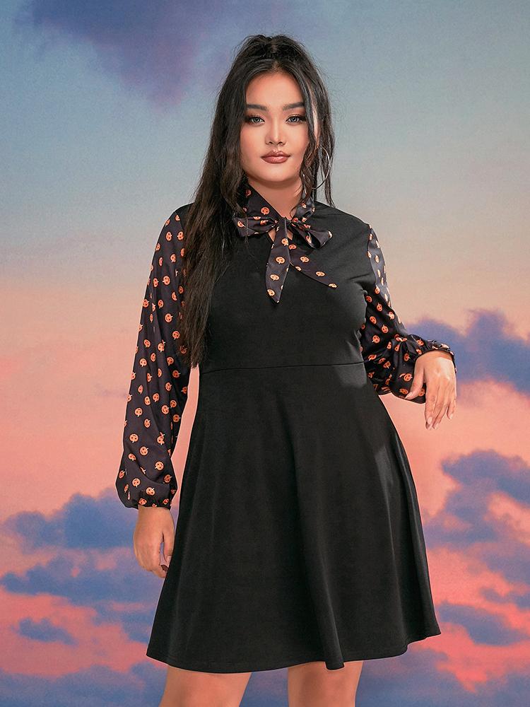 Halloween Print Bowknot Dress