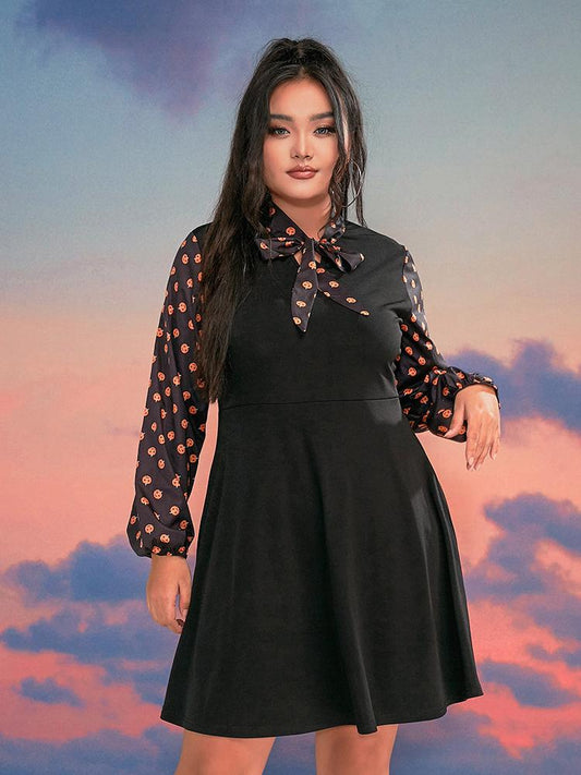 Halloween Print Bowknot Dress