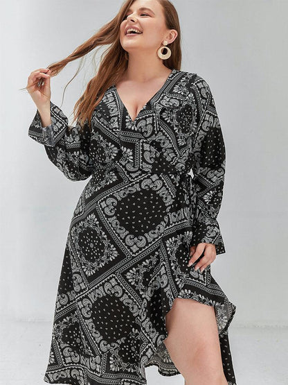 Vintage Printed Wrap Dress