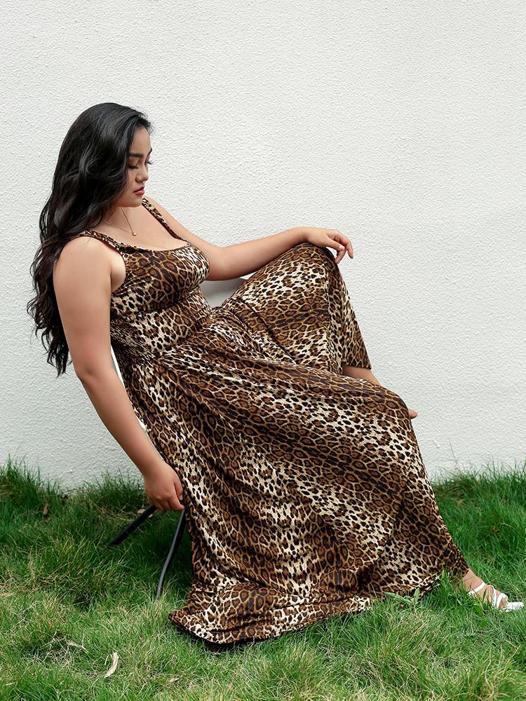 Leopard Shirred Tank Dress