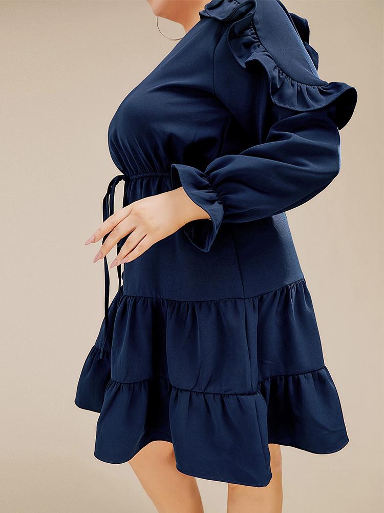 Ruffled Knotted V-Neck Dress