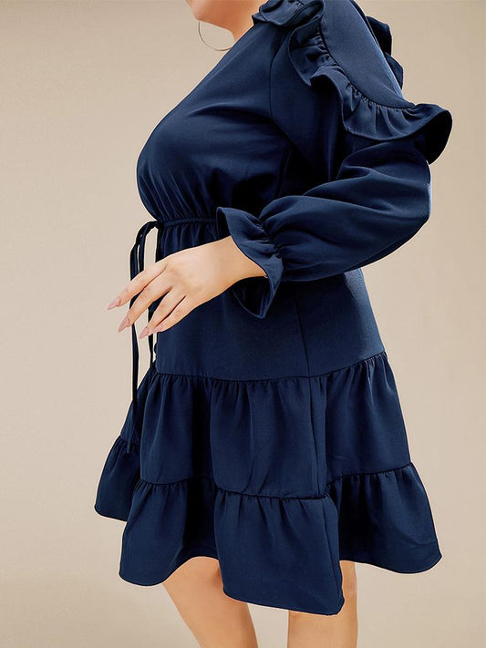 Ruffled Knotted V-Neck Dress