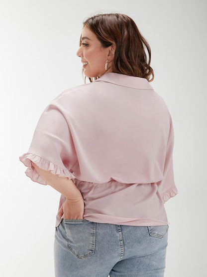 Drawstring Ruffled Sleeve Blouse