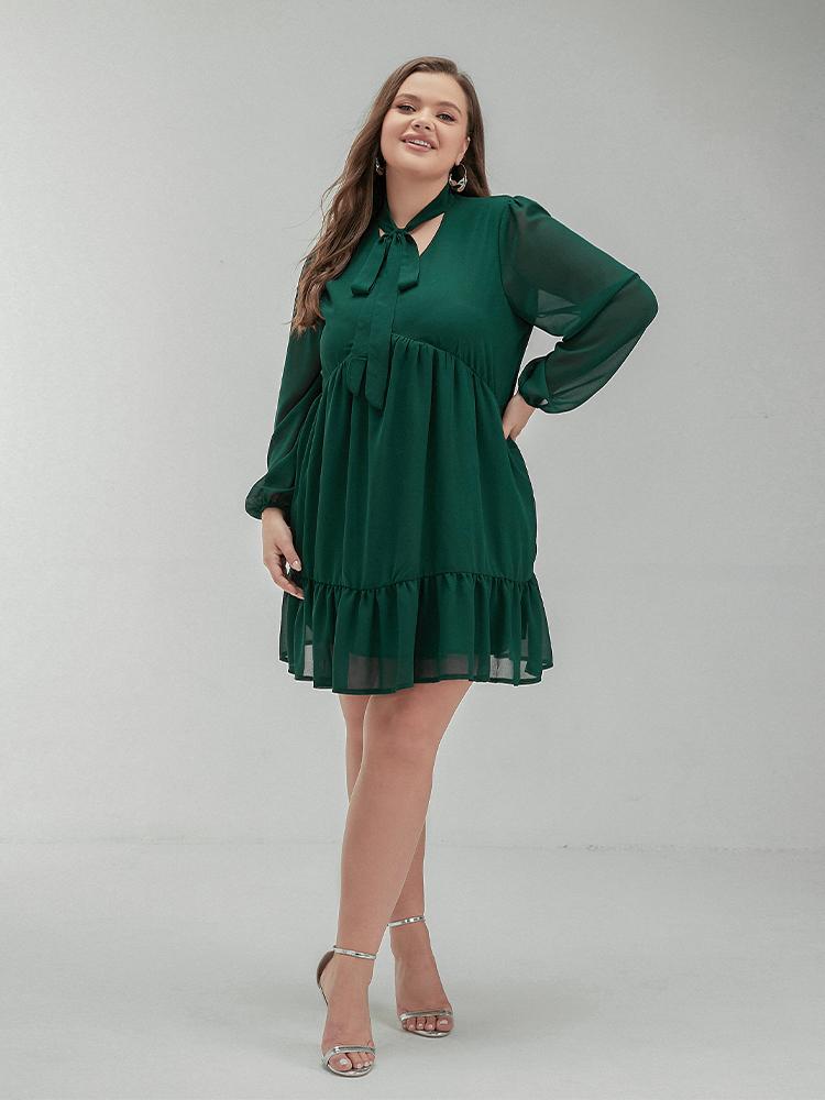 Knotted Neckline Ruffle Dress
