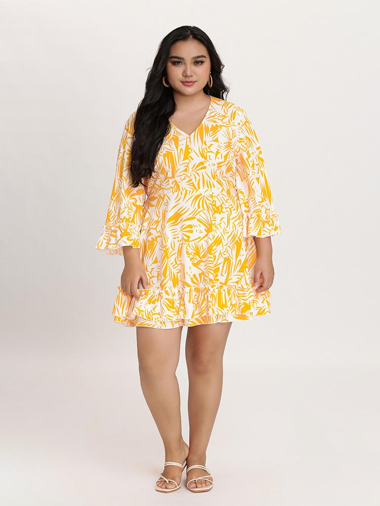 Bell Sleeve Trim Dress