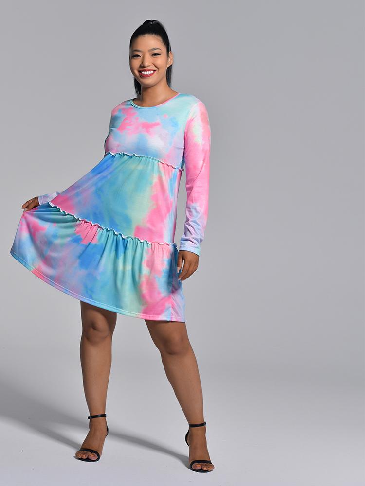 Tie Dye Round-neck Dress
