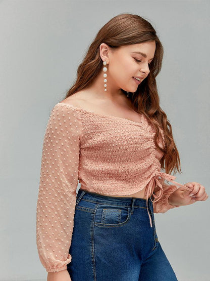 Drawstring Off Shoulder Crop Top