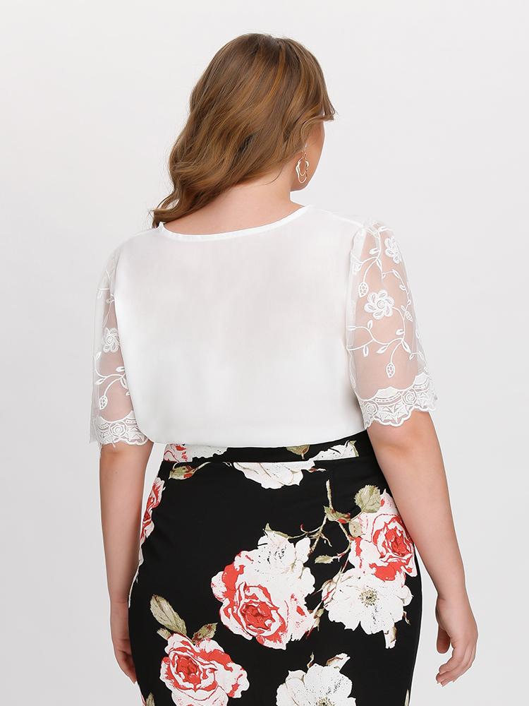 Lace Mesh Sleeve Blouse