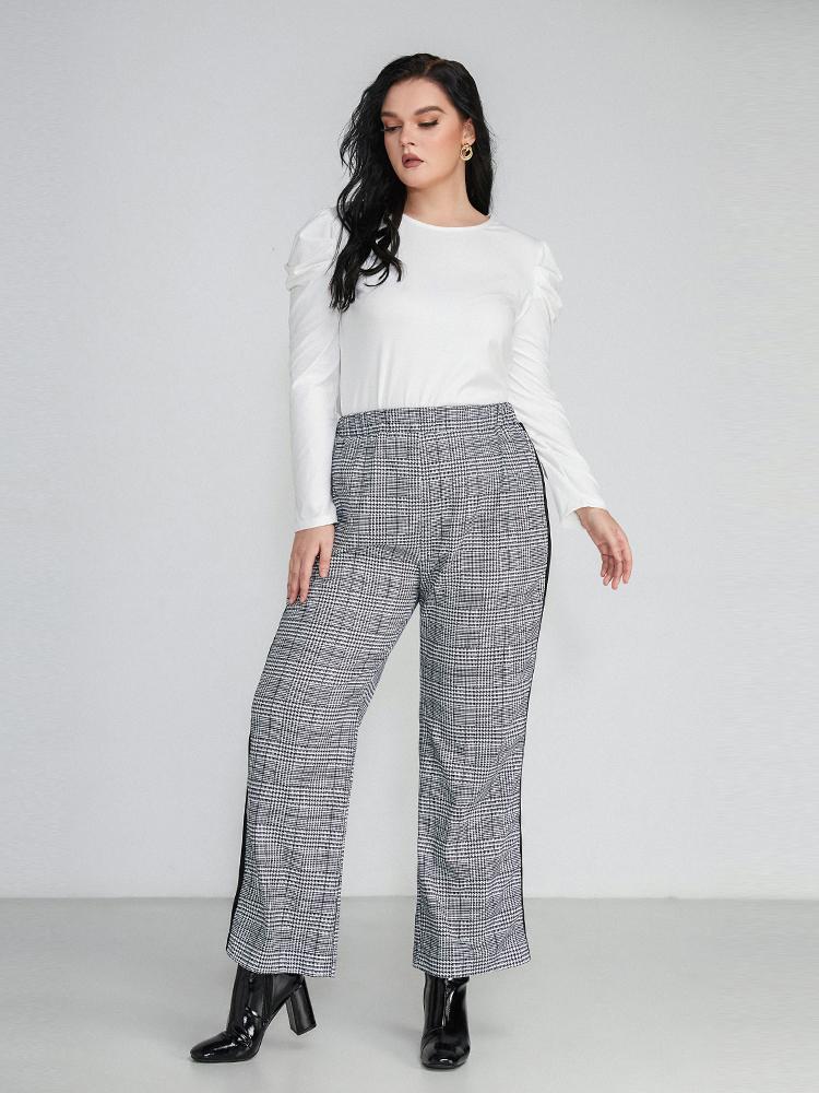 Check Stripe Print Pants