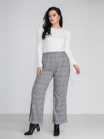 Check Stripe Print Pants