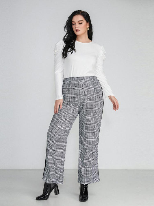 Check Stripe Print Pants