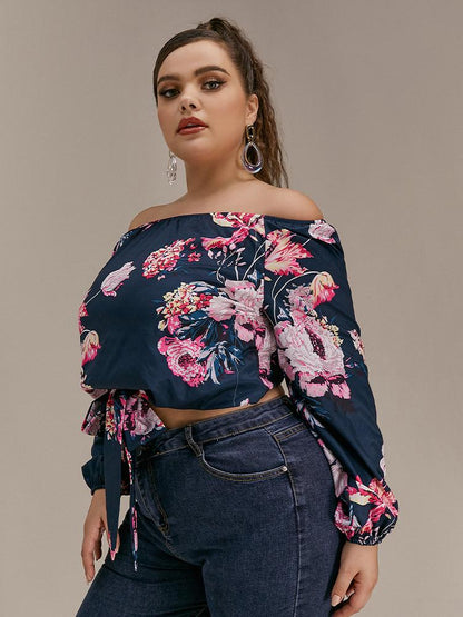 Floral Knotted Off Shoulder Bouse