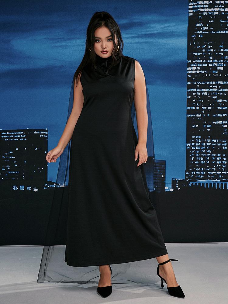 Mesh Cloak Sleeveless Dress