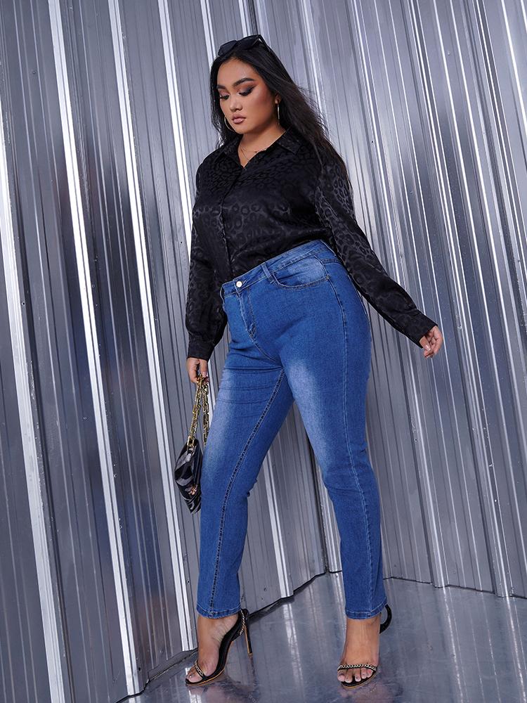 Black Leopard Print Long Sleeve Blouse