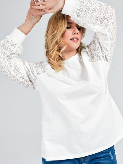 Lace Mesh Round-neck Top