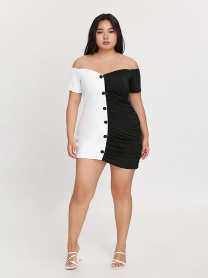 Contrast Pleated Dress