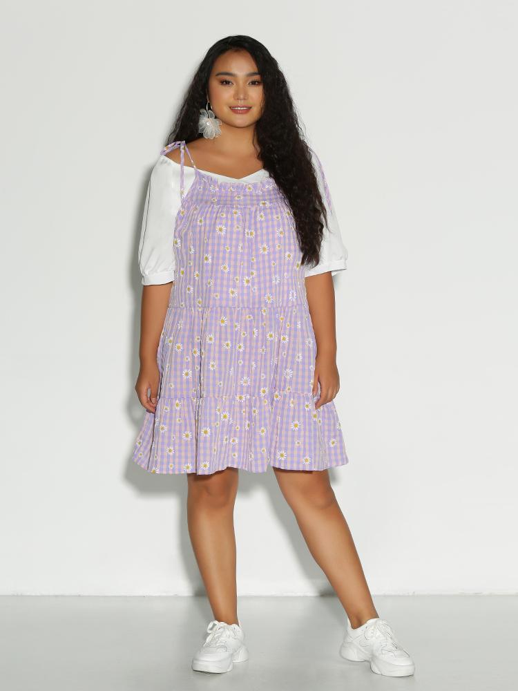 Knot Shoulder Ruffle Dress