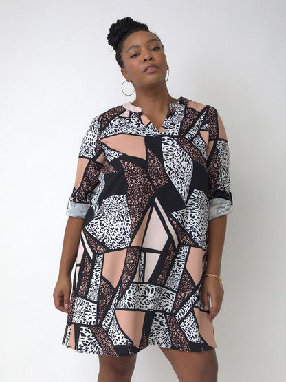 Leopard Print Gometric Dress