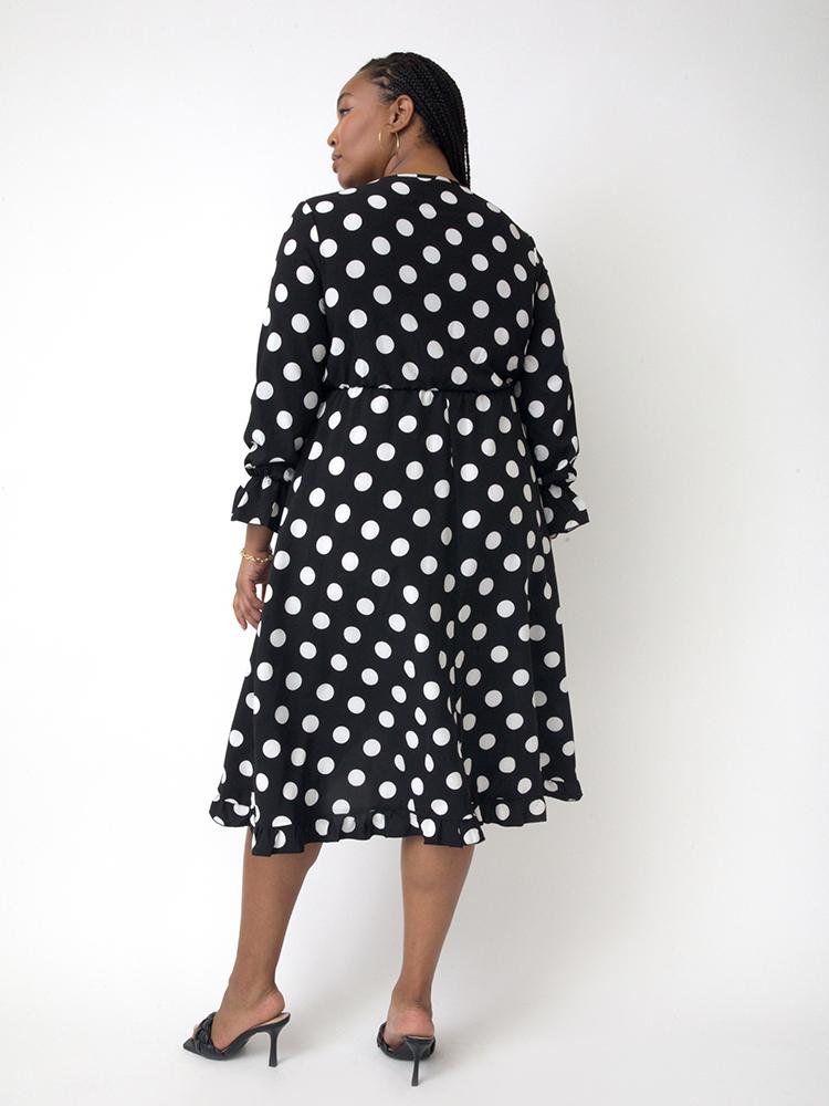 Irregular Polka Dot Wrap Dress