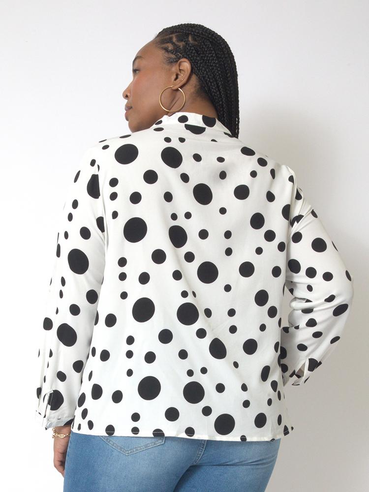 Polka Dot Knotted Blouse