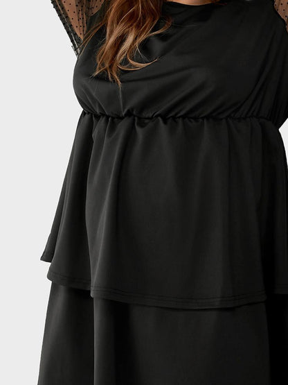 Polka Dot Mesh Stitching Dress